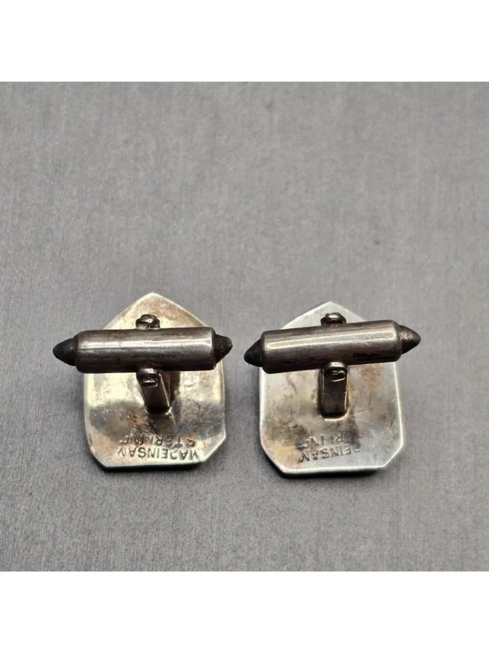Vintage Willy Co Sterling Silver Niello Cufflinks Thai Goddess Signed Siam